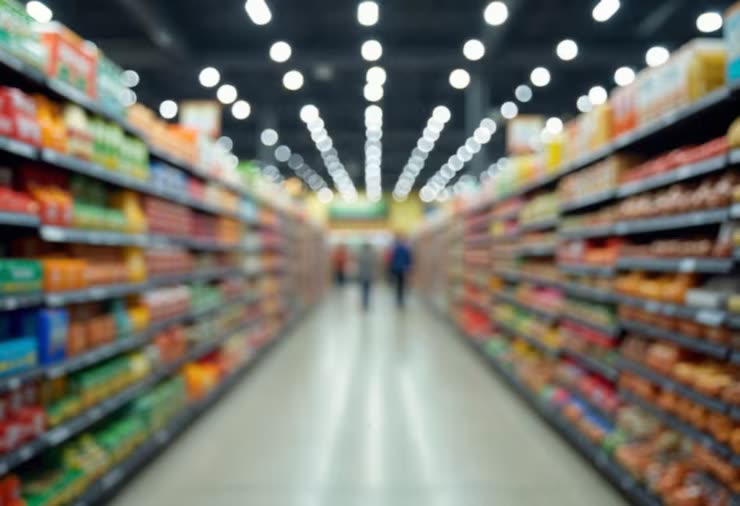 Pasillo de góndolas del Supermercado Ruta 5